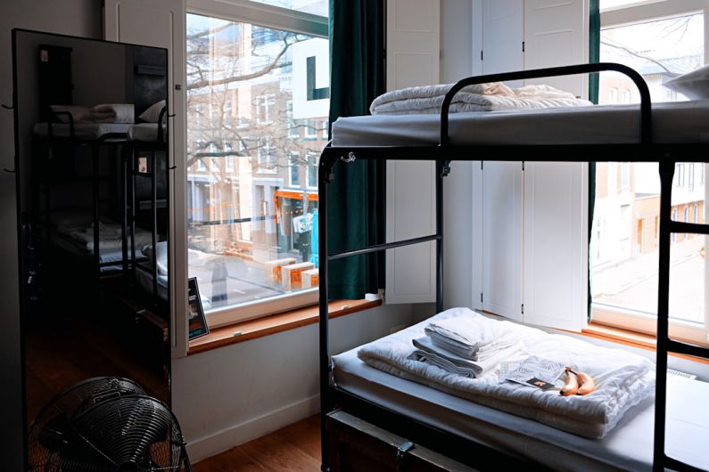 Hostels - black metal bunk bed