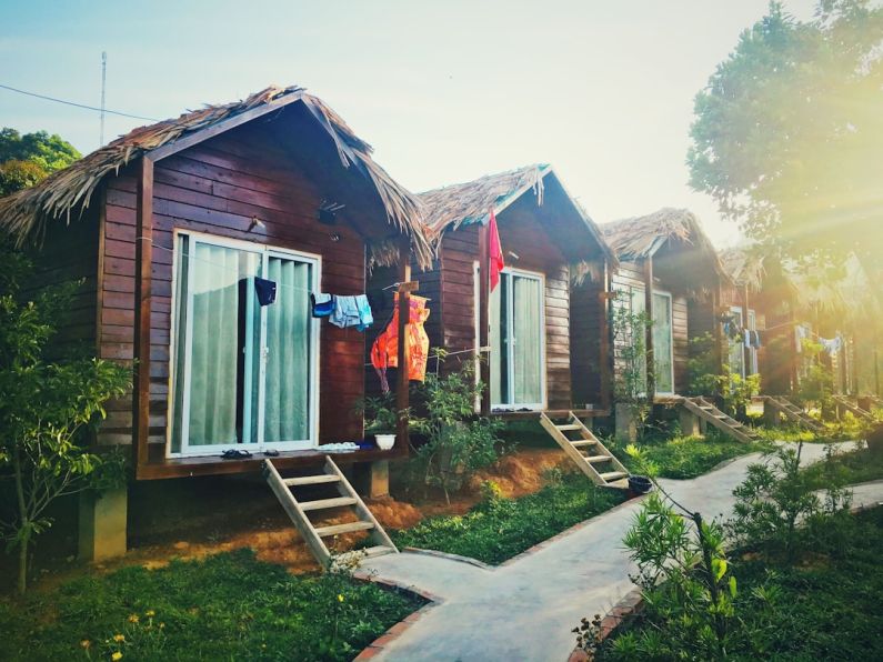 Homestay - brown wooden houses