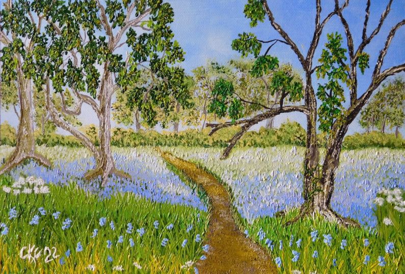 Local Art - a river with trees and flowers