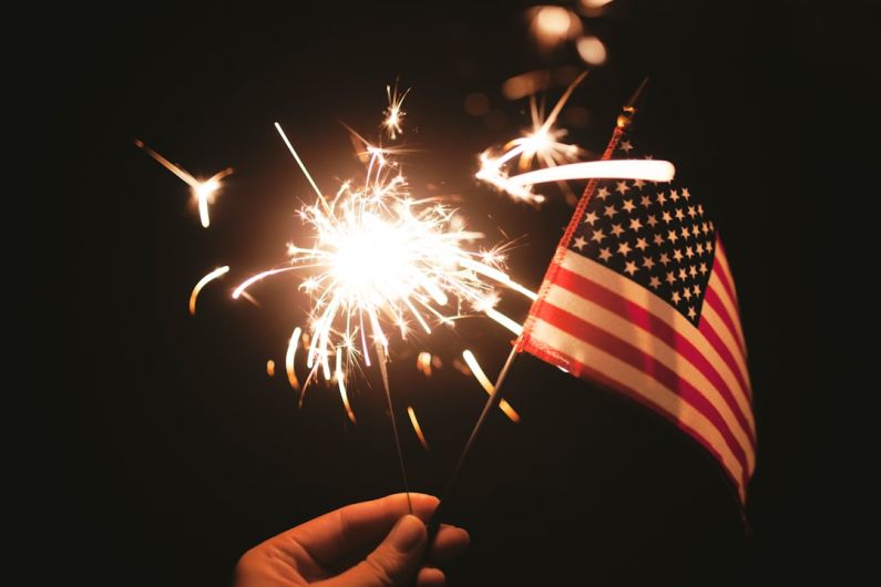 Independence Day - time lapse photography of sparkler and U.S.A flag let